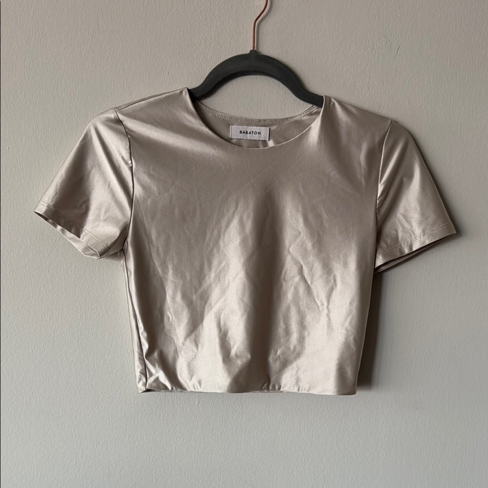 Aritzia Tan Fitted Crop T-Shirt